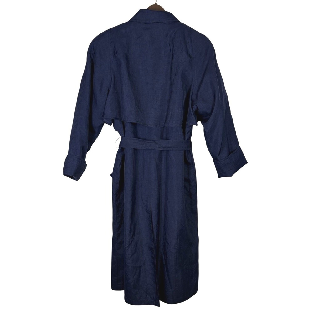 Vintage J. Gallery Woman's Trench Coat Size 7/8 Navy Blue 80's 90's Capsule - Picture 2 of 16
